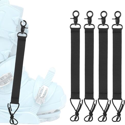 4pcs Snowboard Short Leash with Key Ring, 25cm/9.84in Polyester Ski Leash Safety Harness Snowboard Binding Straps for Men Women in Saudi Arabia