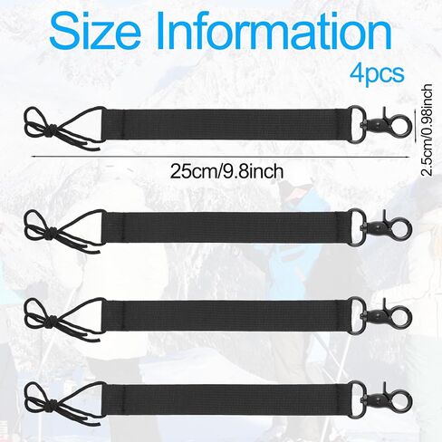 4pcs Snowboard Short Leash with Key Ring, 25cm/9.84in Polyester Ski Leash Safety Harness Snowboard Binding Straps for Men Women in Saudi Arabia