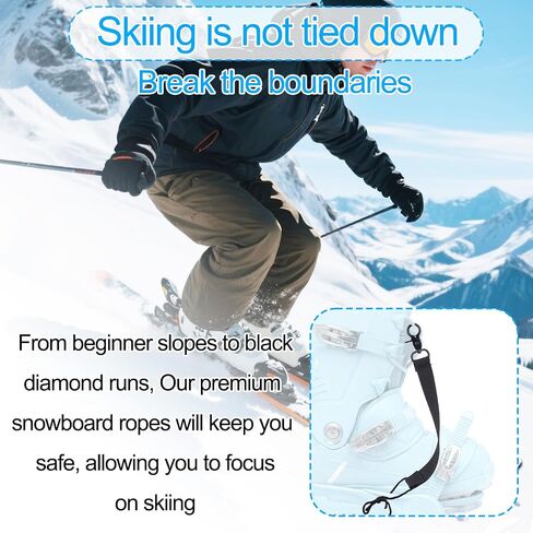 4pcs Snowboard Short Leash with Key Ring, 25cm/9.84in Polyester Ski Leash Safety Harness Snowboard Binding Straps for Men Women in Saudi Arabia