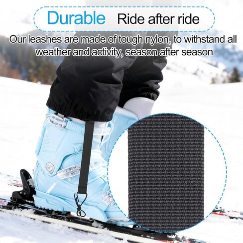 4pcs Snowboard Short Leash with Key Ring, 25cm/9.84in Polyester Ski Leash Safety Harness Snowboard Binding Straps for Men Women in Saudi Arabia