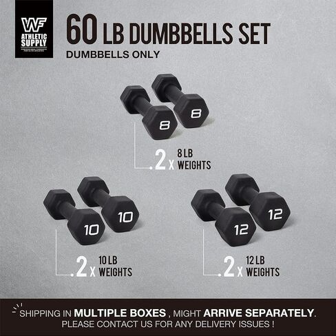 WF Athletic Supply Black Neoprene Dumbbell Set, Non-Slip & Hex Shape, Great for Muscle Toning, Strength Building & Weight Loss; Sizes, Dumbbells Only & w/Rack Options Available in Saudi Arabia