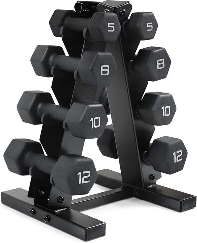 WF Athletic Supply Black Neoprene Dumbbell Set, Non-Slip & Hex Shape, Great for Muscle Toning, Strength Building & Weight Loss; Sizes, Dumbbells Only & w/Rack Options Available in Saudi Arabia