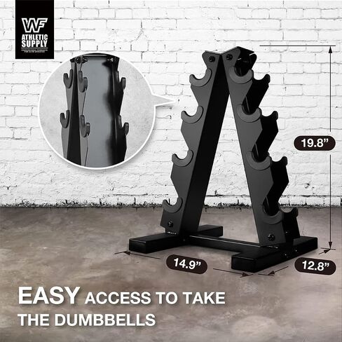 WF Athletic Supply Black Neoprene Dumbbell Set, Non-Slip & Hex Shape, Great for Muscle Toning, Strength Building & Weight Loss; Sizes, Dumbbells Only & w/Rack Options Available in Saudi Arabia