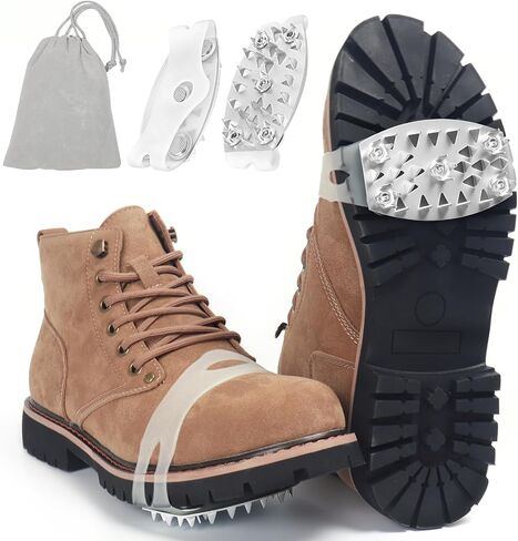 25-Spike Traction Cleats with Enhanced Grip | Anti-Slip Ice Cleats for Snow and Ice | Translucent Top Design | Easy On-Off Crampons in Saudi Arabia