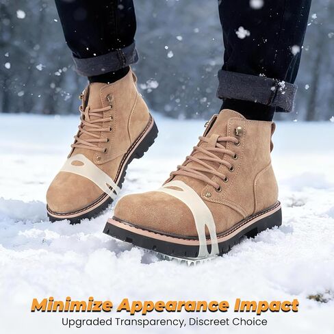 25-Spike Traction Cleats with Enhanced Grip | Anti-Slip Ice Cleats for Snow and Ice | Translucent Top Design | Easy On-Off Crampons in Saudi Arabia