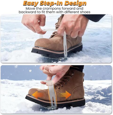 25-Spike Traction Cleats with Enhanced Grip | Anti-Slip Ice Cleats for Snow and Ice | Translucent Top Design | Easy On-Off Crampons in Saudi Arabia