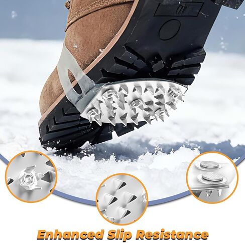 25-Spike Traction Cleats with Enhanced Grip | Anti-Slip Ice Cleats for Snow and Ice | Translucent Top Design | Easy On-Off Crampons in Saudi Arabia