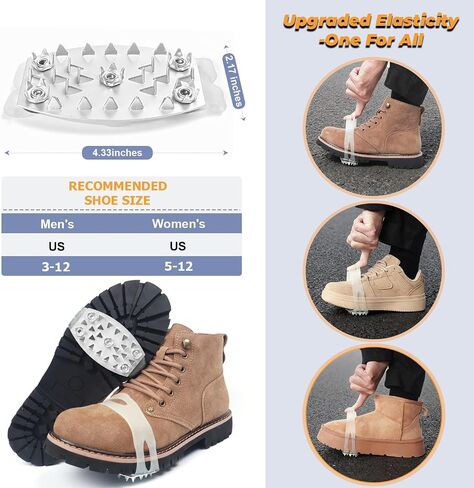 25-Spike Traction Cleats with Enhanced Grip | Anti-Slip Ice Cleats for Snow and Ice | Translucent Top Design | Easy On-Off Crampons in Saudi Arabia