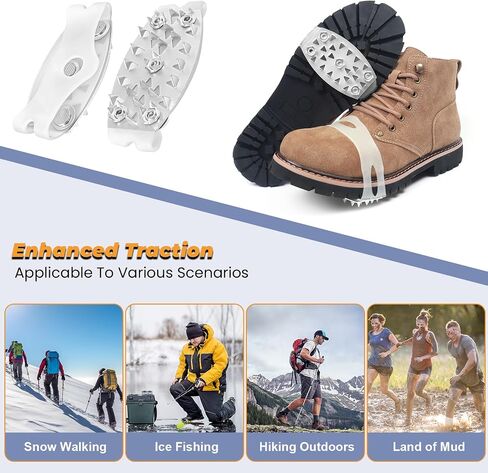 25-Spike Traction Cleats with Enhanced Grip | Anti-Slip Ice Cleats for Snow and Ice | Translucent Top Design | Easy On-Off Crampons in Saudi Arabia