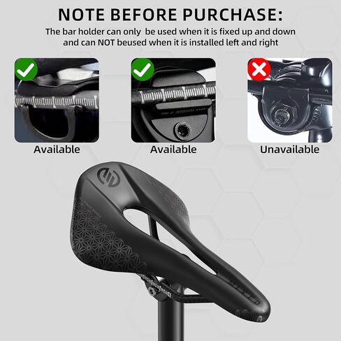 سرج دراجة مختلط من ألياف الكربون - مقعد دراجة مريح خفيف الوزن بتصميم مجوف، ممتص للصدمات وجيد التهوية، يناسب دراجات الطرق ودراجات MTB والحصى والدراجات الهجينة (أسود غير لامع) in Kuwait