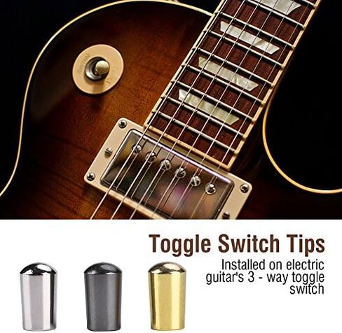 3Pcs Tip for Guitar Switch, 3-Way Toggle Switch Knob Copper Tip for EPI Electric Guitar(4mm / 0.16in- Silver + Black + Gold) in Saudi Arabia