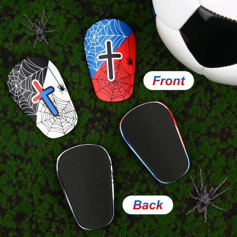 2 Pairs Miniature Spider Web Football Shin Guards, 3.94x2.36in Mini Cross Guard Comfortable Small Youth Soccer Pad Protective Equipment Suitable for Kids Men Women in Saudi Arabia