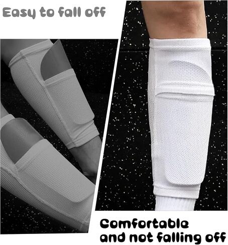 2 Pair Shin Guard Sleeves, Small Soccer Shin Guard Sleeves Youth for Kids 10-12 Years, Optimized Pocket Fixed Shinguards for Football & Field Hockey, Comfortable Fit Boys & Girls, Black White in Saudi Arabia
