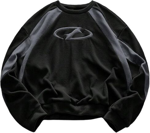 SHENHE Men's Fuzzy Fleece Sweatshirt Pullover Crew Neck Color Block Long Sleeve Fall Sweatshirt in Saudi Arabia