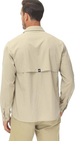 Men's Fishing & Hiking Button Down Shirt - UPF 50+ Sun Protection with Foldable Cuffs, Zipper Pockets & Back Mesh in Saudi Arabia