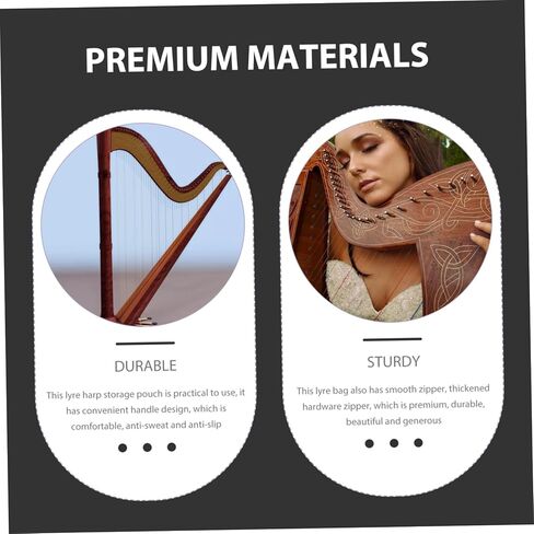 Portable 19-String Lyre Harp Bag Shockproof Music Instrument Storage Pouch for Beginners Sturdy Carrying Case Adjustable Strap for Convenient Transport in Saudi Arabia