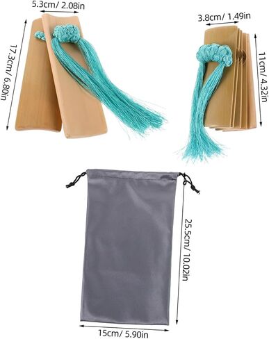 1set Bamboo Kuaiban Castanet Instrument Blue Tassel for Hand Percussion Music Performances Festivals and Crosstalk Events Lightweight and Bamboo Design in Saudi Arabia