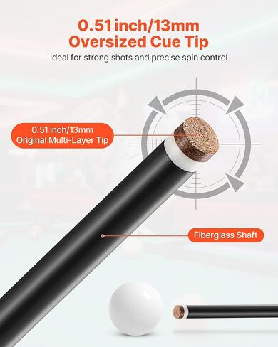 VEVOR Pool Cue, Pool Stick, 58 inch Billiard Pools Cue Stick with Multi-Layer Tip & ABS Connection Ring, Cues Sticks for Professional Pool Table, Bar, Home, Office in Saudi Arabia