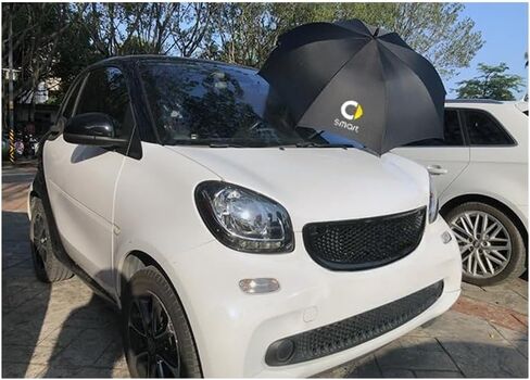 مظلة بمقبض مستقيم للسيارة، مقاومة للرياح والمطر، مظلة شبه أوتوماتيكية لسيارة Smart EQ Fortwo Cabrio 2019 2020 2021 2022، مظلة مقاومة للرياح، مظلة سفر بمقبض طويل، أسود in Kuwait