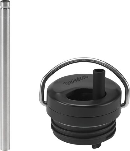 غطاء ملتوي مع مجموعة مصاصة من Klean Kanteen TKWide - غطاء بماصة قابل لإعادة الاستخدام - ملحقات زجاجة مياه فاخرة - مقاومة للتسرب وآمنة للاستخدام في غسالة الأطباق - أسود in Saudi Arabia