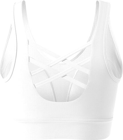 Yvette Women's Cross Back Sports Bras U-Neck Yoga Bra with Wide Straps & Fixed Pads for Workout, Gym in Saudi Arabia