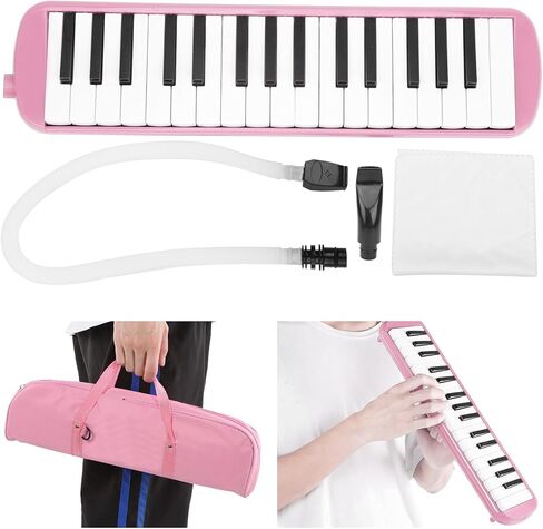 Estink 32 Key Melodica Instrument for Beginners Kids Student Plastic Wind Piano with Cornet Mouthpiece and Durable Bag for Music Education Practice (Pink) in Saudi Arabia