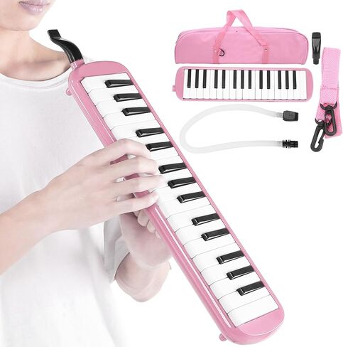 Estink 32 Key Melodica Instrument for Beginners Kids Student Plastic Wind Piano with Cornet Mouthpiece and Durable Bag for Music Education Practice (Pink) in Saudi Arabia