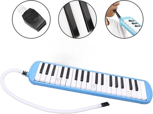 Beginner Melodica, 37 Key Wind Instrument Melodica Keyboard for Kids Adults Portable Keyboard with Ergonomic Design Stainless Steel Base Resin Body (Blue) in Saudi Arabia