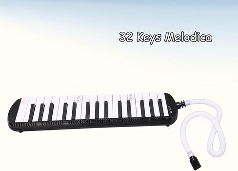 32 Key Melodica Musical Instrument, Protable Piano Style Melodica Musical Education Instrument, Wind Instrument for Beginners with Mouthpiece and Tube (Black) in Saudi Arabia