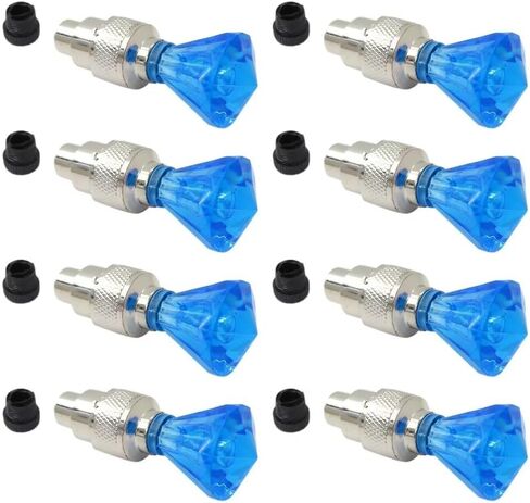 8 Pack Bike Bicycle Car Valve Stem Cap LED Light, Water Resistant Motorcycle Wheel Tire Light Lamp (Gem Shape, Blue) in Saudi Arabia