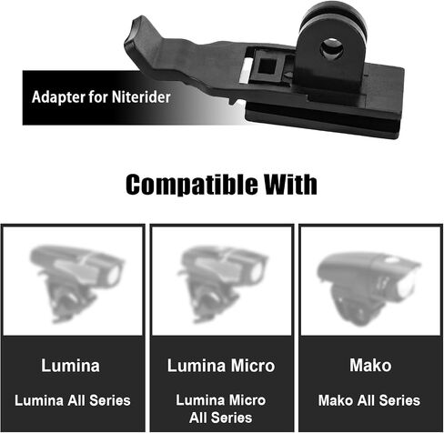 قطعتان من محول تركيب ضوء الدراجة، حامل مصباح يدوي أسود للدراجة متوافق مع NiteRider Mako Lumina & Lumina Micro All Serious Headlight Computer Mount Mount in Saudi Arabia