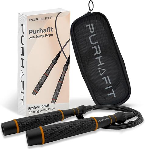 Jump rope, Adjustable Speed Jump Rope LYRA – 360° Ball Bearings, Steel Cable, Ergonomic Aluminum Handles, Carry Bag & Extra Cable – Ideal for CrossFit, HIIT, Fitness & Double Unders in Saudi Arabia