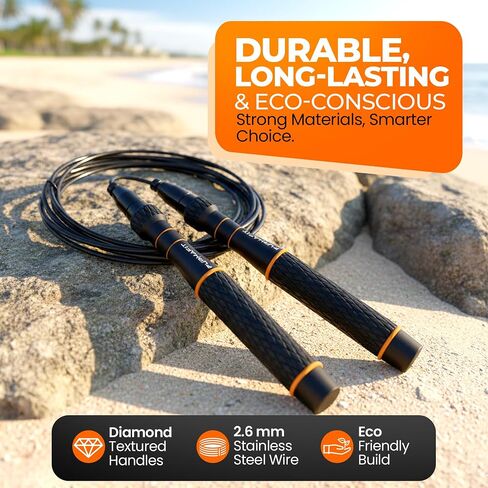 Jump rope, Adjustable Speed Jump Rope LYRA – 360° Ball Bearings, Steel Cable, Ergonomic Aluminum Handles, Carry Bag & Extra Cable – Ideal for CrossFit, HIIT, Fitness & Double Unders in Saudi Arabia