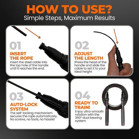 Jump rope, Adjustable Speed Jump Rope LYRA – 360° Ball Bearings, Steel Cable, Ergonomic Aluminum Handles, Carry Bag & Extra Cable – Ideal for CrossFit, HIIT, Fitness & Double Unders in Saudi Arabia