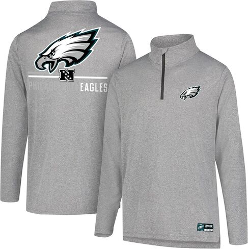 Ultra Game NFL Men's Super Soft Quarter Zip Long Sleeve T-Shirt, Philadelphia Eagles, Heather Gray, X-Large in Saudi Arabia