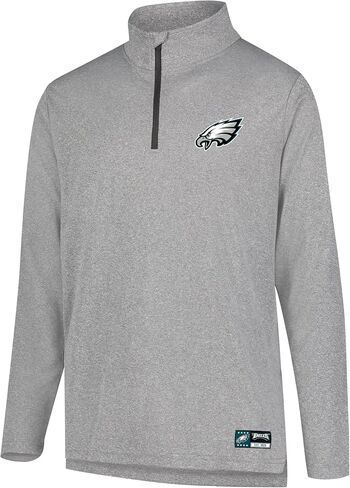 Ultra Game NFL Men's Super Soft Quarter Zip Long Sleeve T-Shirt, Philadelphia Eagles, Heather Gray, X-Large in Saudi Arabia