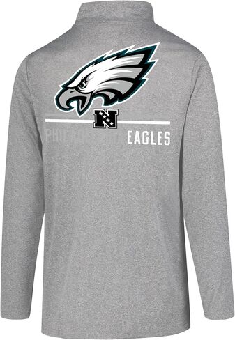 Ultra Game NFL Men's Super Soft Quarter Zip Long Sleeve T-Shirt, Philadelphia Eagles, Heather Gray, X-Large in Saudi Arabia