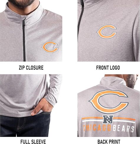 Ultra Game NFL Men's Super Soft Quarter Zip Long Sleeve T-Shirt, Philadelphia Eagles, Heather Gray, X-Large in Saudi Arabia