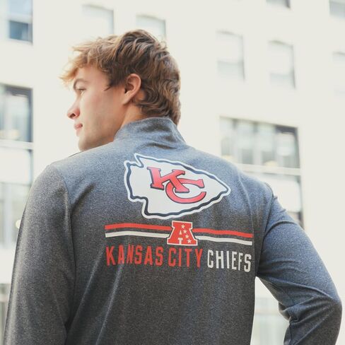 Ultra Game NFL Men's Super Soft Quarter Zip Long Sleeve T-Shirt, Philadelphia Eagles, Heather Gray, X-Large in Saudi Arabia