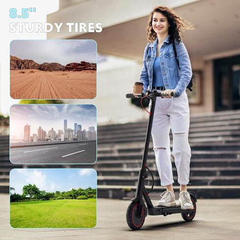 Electric Scooter Adults, Up to 19/23/25Miles & 19/21/22Mph, 8.5/10" Honeycomb Solid Tires, Front/Dual Suspension, Folding E-Scooter Built in Turn/Side Light in Saudi Arabia