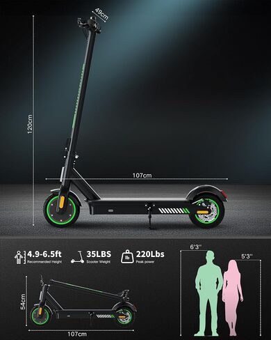 acer Electric Scooter for Adults, 500W Peak Motor, Max Speed 15.5MPH, 20-37 Miles Long Range, 8.5"/ 10'' Soild Tires, Double Brake System Folding E-Scooter Commuter in Saudi Arabia