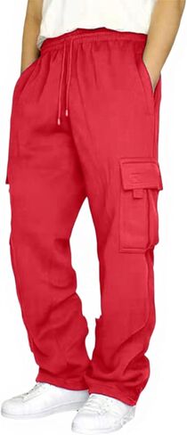 Cargo Sweatpants for Men Drawstring Mencomfy Cargo Pants Athletic Workout Uncuffed Sweatpants with Multi Pockets in Saudi Arabia