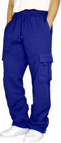 Cargo Sweatpants for Men Drawstring Mencomfy Cargo Pants Athletic Workout Uncuffed Sweatpants with Multi Pockets in Saudi Arabia