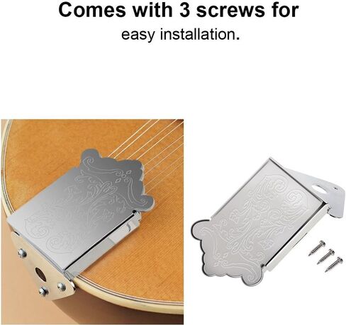 Mandolin Guitar Tailpiece with Cover and Screws Instrument Replacement Accessory for Mandolin Guitar Part Replacement (Silver) in Kuwait