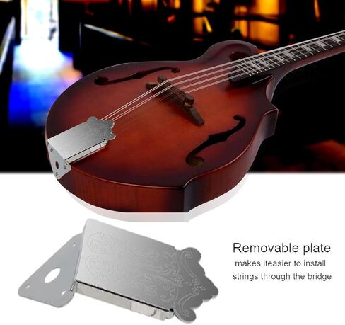 Mandolin Guitar Tailpiece with Cover and Screws Instrument Replacement Accessory for Mandolin Guitar Part Replacement (Silver) in Kuwait