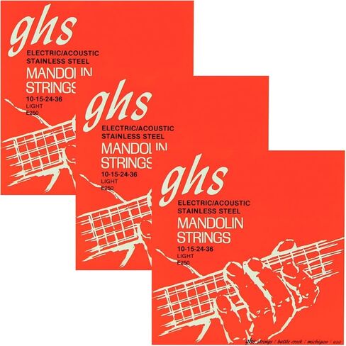 سلاسل GHS - أوتار مندولين (مجموعة كهربائية) - ستانلس ستيل - نهاية الحلقة - مقياس الضوء - 010-036 - الموديل: E250 SET in Saudi Arabia