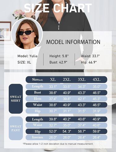 Tanst Sky Womens Plus Size Two Piece Sweatsuits Sets Long Sleeve Loungewear Half Zip Tracksuit Outfit in Kuwait