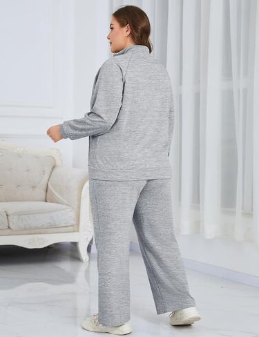 Tanst Sky Womens Plus Size Two Piece Sweatsuits Sets Long Sleeve Loungewear Half Zip Tracksuit Outfit in Saudi Arabia