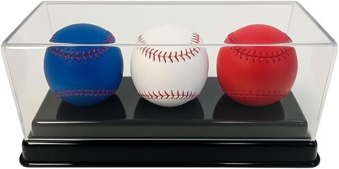 NIKCO Sports Three Baseball Display Case | UV Protected Crystal Clear Acrylic with Black Base | 3 Baseball Holder | Dustproof Box Stand for Signed Collectible Collector Autograph Memorabilia Balls in Saudi Arabia