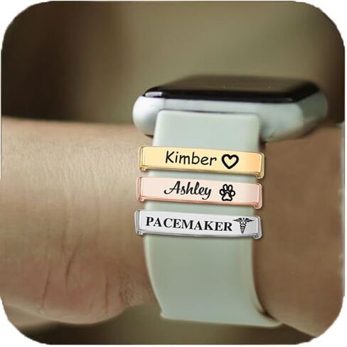 Personalized Engraved Watch Band Charms Compatible with Apple Watch Bands for Women 38mm 40mm 41mm 42mm 44mm 45mm 49mm,Medical ID Tag for iWatch Series 10 9 8 7 6 5 4 3 2 1 SE in Saudi Arabia